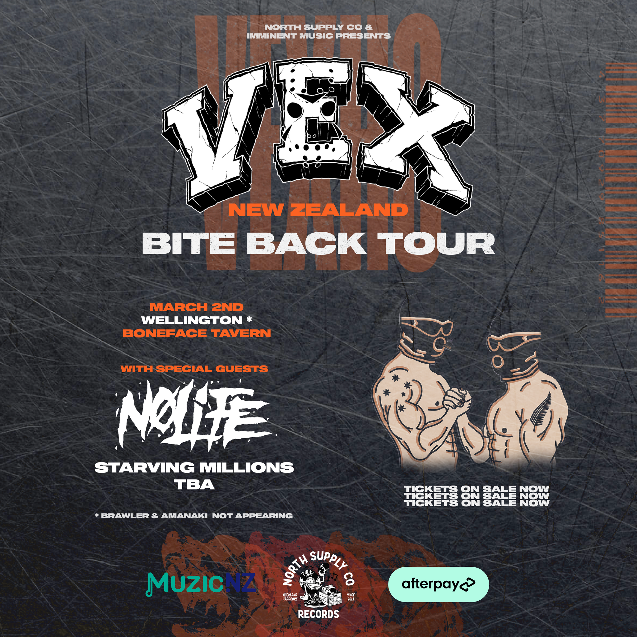 VEX HC (AUS) - 'Bite Back' NZ Tour - Wellington @ Bone Face Tavern R18